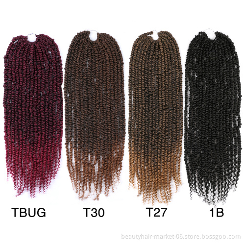 Wholesale Synthetic Crochet Braid Pre Twist Hair Extensions 18/24 inch Prelooped Long Soft Water Wave Ombre Passion Twist Hair